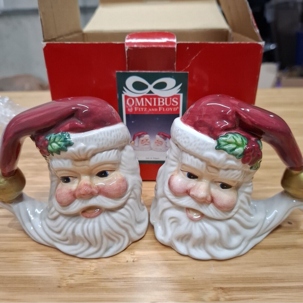 Vintage Fitz and Floyd Santa Salt and Pepper Shakers In Original Box